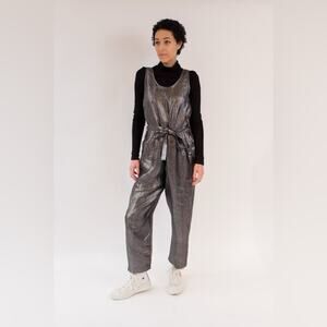 ELK 4 silver metallic linen jumpsuit with belt